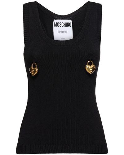 Moschino Embellished Stretch Viscose Blend Top - Black