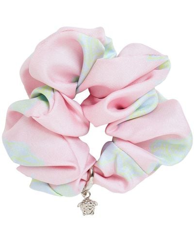 Versace Medusa Charm Silk Scrunchie - Pink