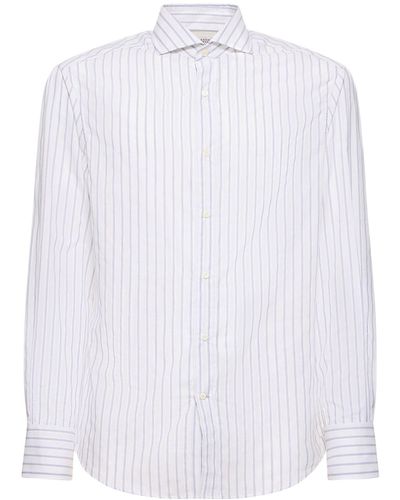 Brunello Cucinelli Oxfordhemd Mit Streifen - Weiß