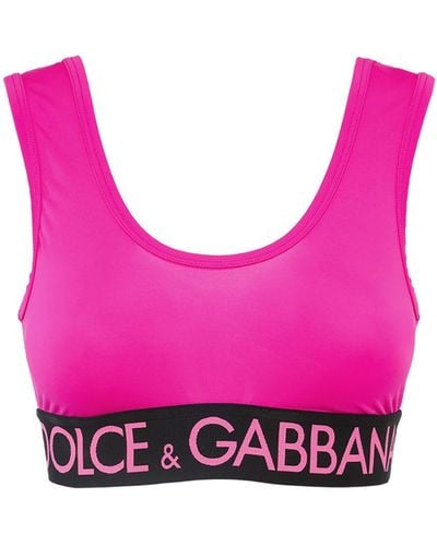 Dolce & Gabbana Top cropped de jersey stretch con logo - Rosa