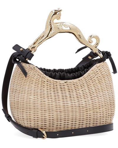 Lanvin Woven Cat Top Handle Hobo Bag - Natural