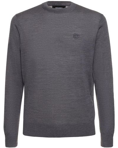 DSquared² Virgin Wool Sweater W/Logo - Grey
