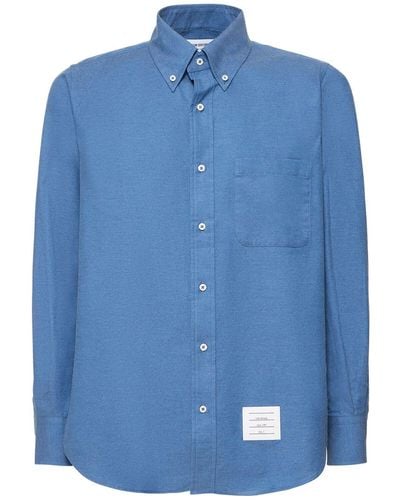 Thom Browne Straight Fit Shirt W/Center Back Stripe - Blue