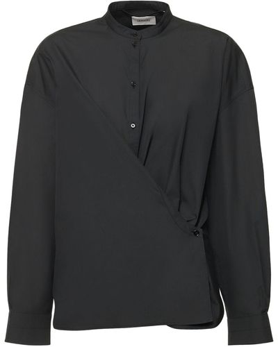 Lemaire Officer Collar Twisted Cotton Shirt - Black