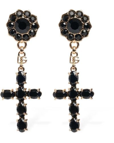 Dolce & Gabbana Pendants d'oreilles à croix plaquées - Noir