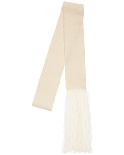Jil Sander Wool Knit Scarf With Fringes - White