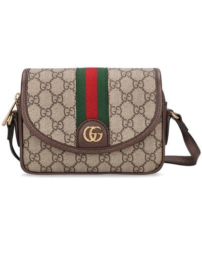 Gucci Mini Ophidia gg Canvas Shoulder Bag - Brown