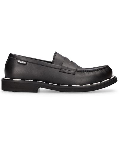 Moschino Mocasines de piel sintética con logo - Negro