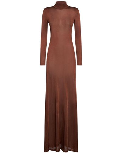 Tom Ford Compact Slinky Viscose Long Dress - Brown