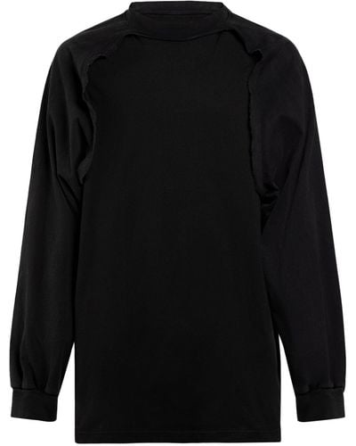 Balenciaga Patched Raglan Cotton Sleevles T-Shirt - Black