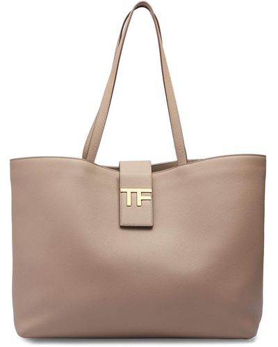 Tom Ford Small Grain Leather Tote Bag - Natural