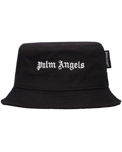 Palm Angels Gorro Bucket De Algodón Con Logo - Negro