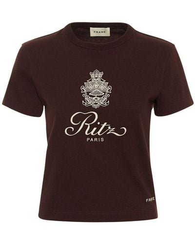 FRAME Ritz Logo Jersey T-shirt - Brown