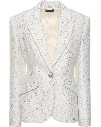 David Koma Crystal & Sequin Embellished Jacket - White