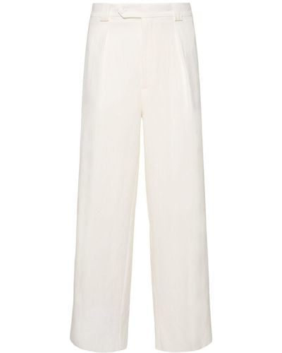 Giorgio Armani Linen Straight Fit Trousers - White