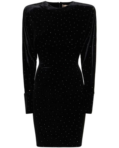 Alexandre Vauthier Glittered Velvet Mini Dress - Black