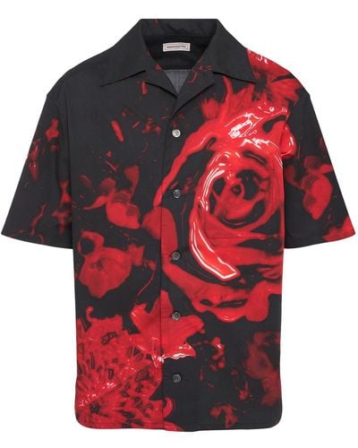 Alexander McQueen Wax Floral Print Cotton Shirt - Red