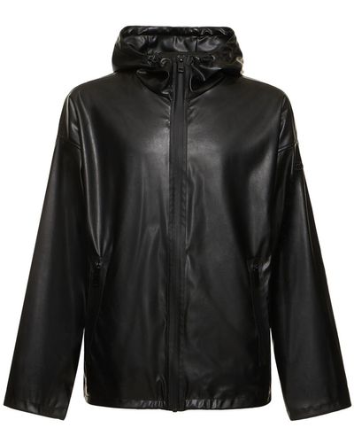 DIESEL Oval-D Faux Leather Hooded Jacket - Black
