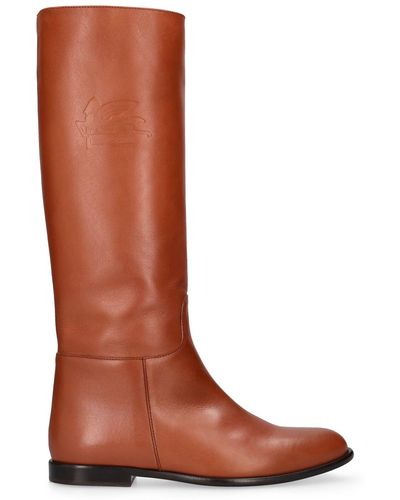 Etro 10Mm Leather Tall Boots - Brown