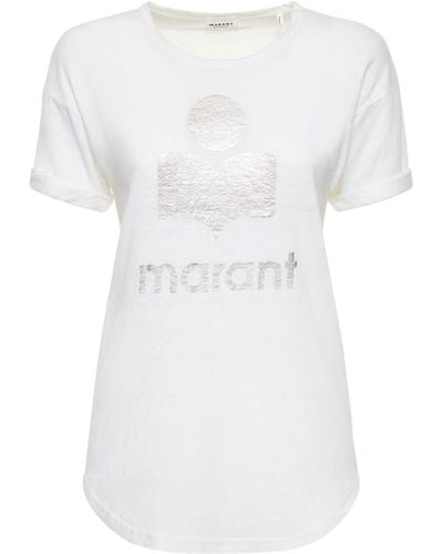 Isabel Marant Camiseta de lino con logo - Blanco