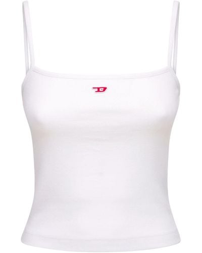 DIESEL Stretch Cotton Jersey Logo Tank Top - White