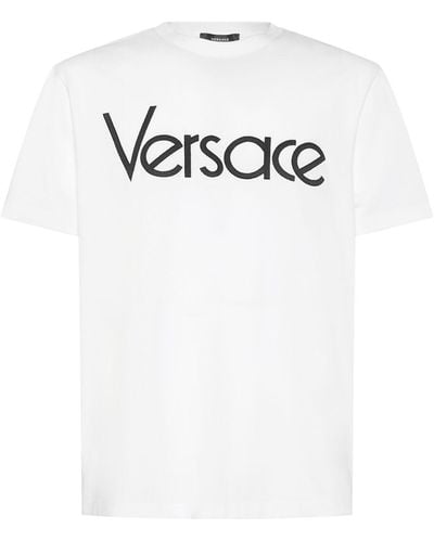 Versace T-Shirt mit Logo-Stickerei - Weiß