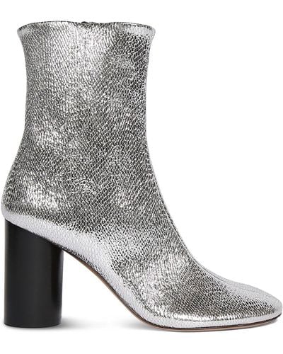 Isabel Marant 85Mm Labee Metallic Leather Boots - Grey