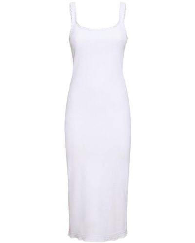 Chloé Ribbed Cotton Jersey Logo Midi Dress - White