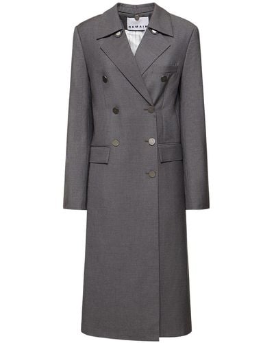 Remain Ugne Light Wool Blend Relaxed Coat - Gray