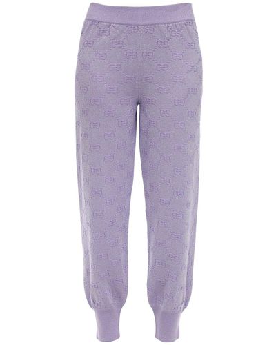 Gucci Metallic Wool-blend Jacquard Track Pants - Purple