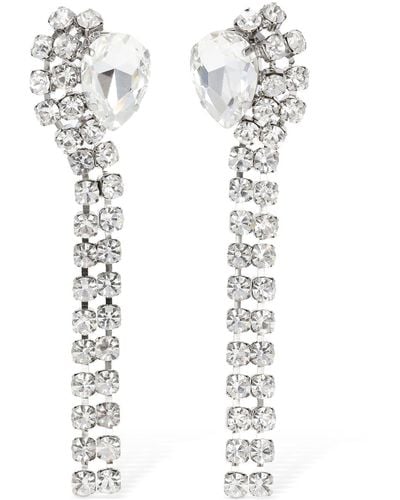 Alessandra Rich Crystal Earrings W/ Fringes - White