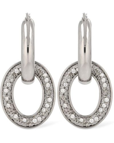 Jil Sander Bc1 Double Hoop 1 Zircon Earrings - Metallic