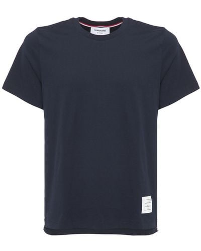 Thom Browne T-shirt Relaxed Fit In Jersey Di Cotone - Blu