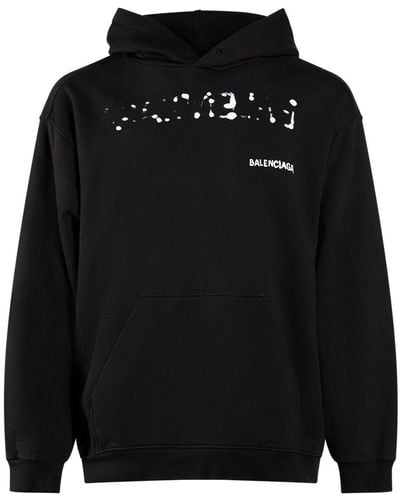 Balenciaga Sweat-shirt en coton à capuche avec logo - Noir