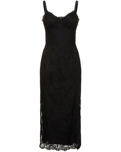 Dolce & Gabbana Chantilly Lace Midi Dress - Black