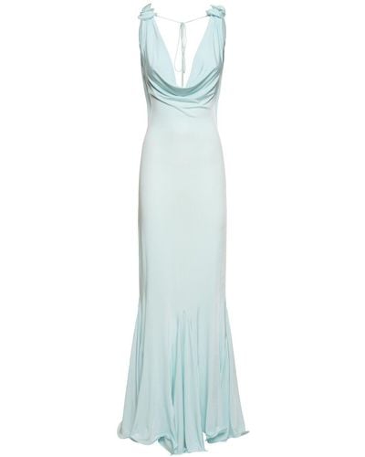 Magda Butrym Draped Jersey Long Dress - Blue