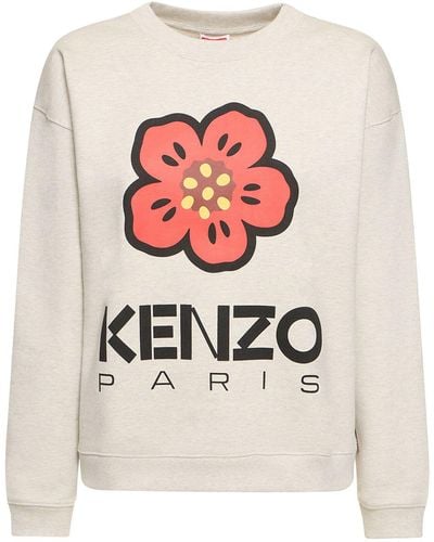 KENZO Printed Logo Cotton Jersey Sweatshirt - White