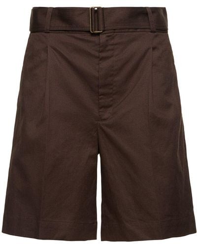 Soeur Aurelie Bermuda Cotton Linen Shorts - Brown