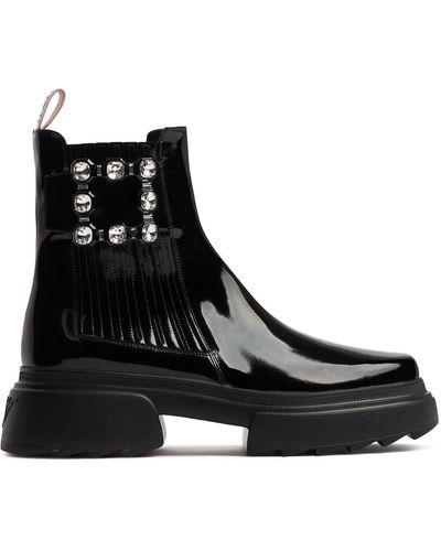 Roger Vivier 30Mm Wallaviv Leather Ankle Boots - Black