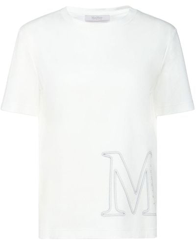 Max Mara T-shirt monviso in cotone e modal con logo - Bianco