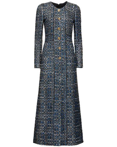 Giambattista Valli Robe longue en tweed - Bleu