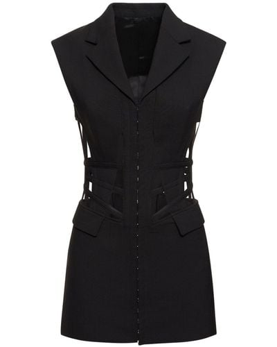 Dion Lee Wool Blend Cut Out Corset Mini Dress - Black