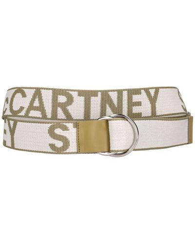 Stella McCartney Ceinture en tissu technique jacquard à logo 4 cm - Blanc