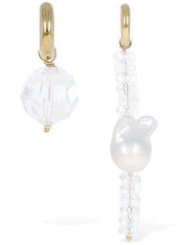 Timeless Pearly Crystal & Pearl Mismatched Earrings - White