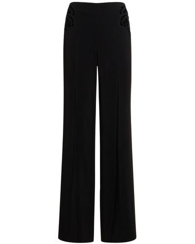 Stella McCartney Embroidered Viscose Straight Trousers - Black