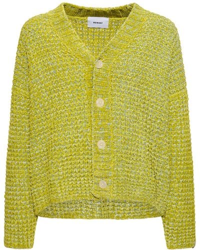 Bonsai Oversize Viscose Chenille Knit Cardigan - Yellow