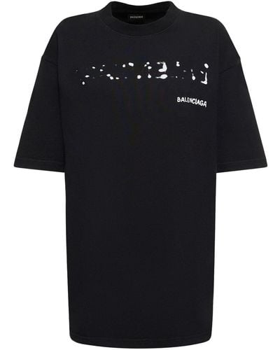 Balenciaga Printed Cotton T-Shirt - Black