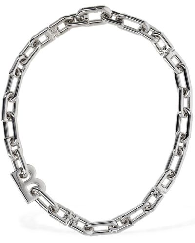 Balenciaga B Chain Thin Brass Necklace - Metallic