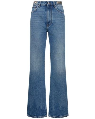 Rabanne Embellished Denim Flared Jeans - Blue