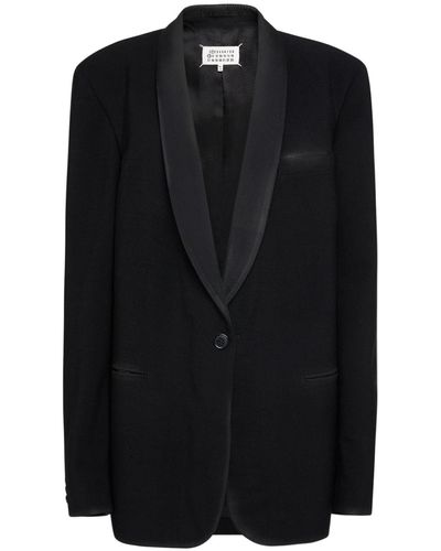 Maison Margiela Einreihiger Blazer Aus Wollgabardine - Schwarz